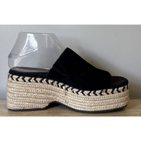 Women's Shoes TOMS LAILA MULE Platform Dress Sandals BLACK SUEDE Size 8.5W - Picture 5 of 11